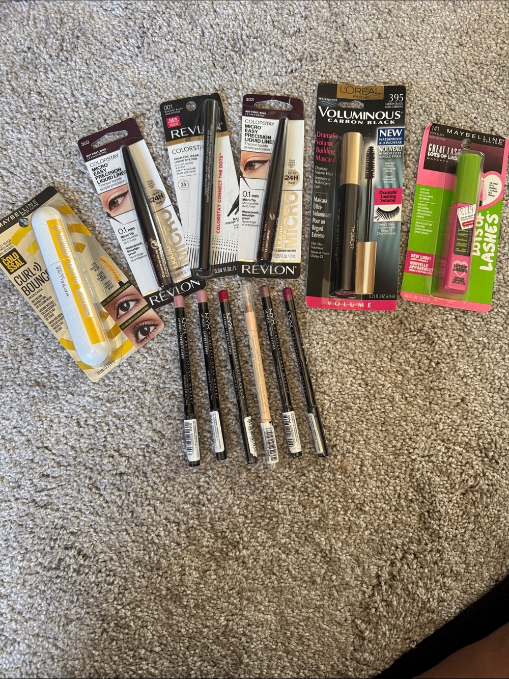 Revlon L’Oreal Maybelline Makeup Bundle Eyeliners Mascaras NYX Liners Lot New